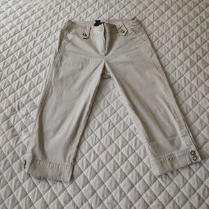 Sandro Cream Capris Lightweight Cotton Blend